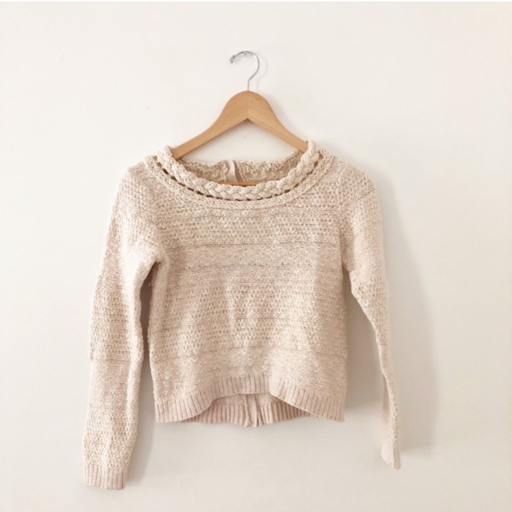 Moth: Cropped Button Back Sweater - image 2